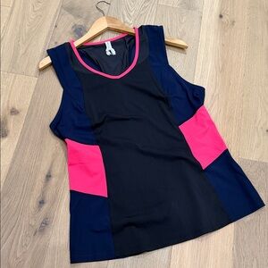 Lululemon Athletica Black, Navy & Pink Contrast Tank Top – Size 12